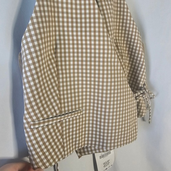 Zara Gingham Halter Neck Tie Back Crop Top XS - Picture 2 of 5